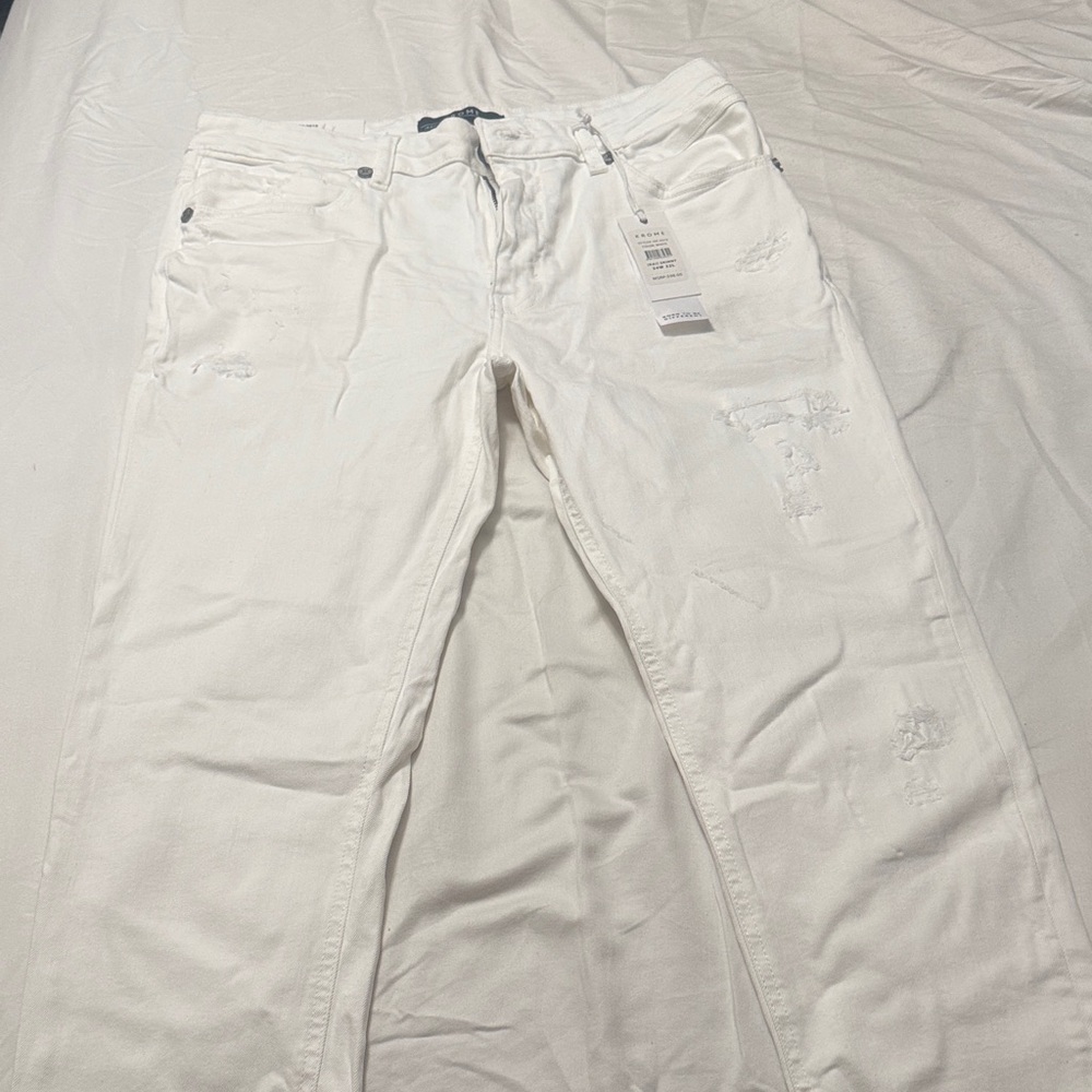Men's White Distressed Jeans